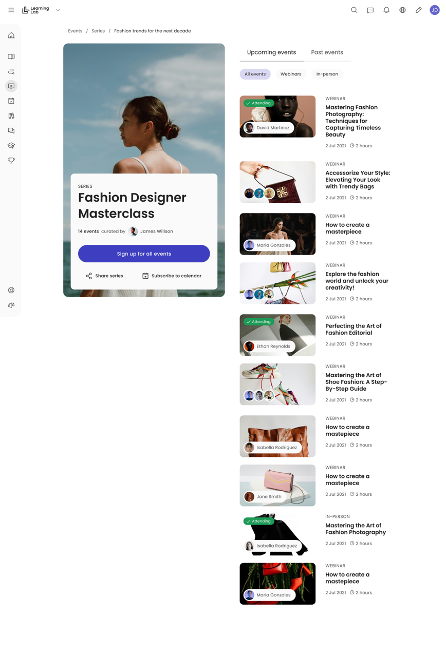 screenshot of Learning Lab